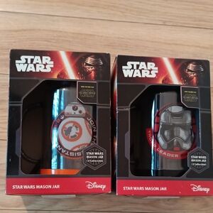 Disney Star Wars Mason Jar Set with Red and Black Designs Thailand BB-8 Phasma